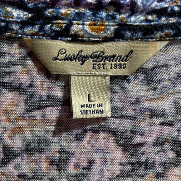 Lucky Brand Blue/Brown Paisley Print. HI-Low Hem. Size Large. - Picture 3 of 8